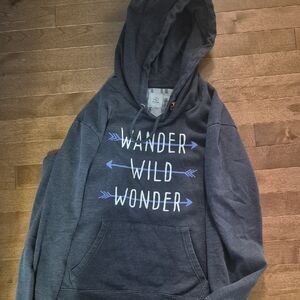 tentree Dark Gray Hoodie with Blue Accents